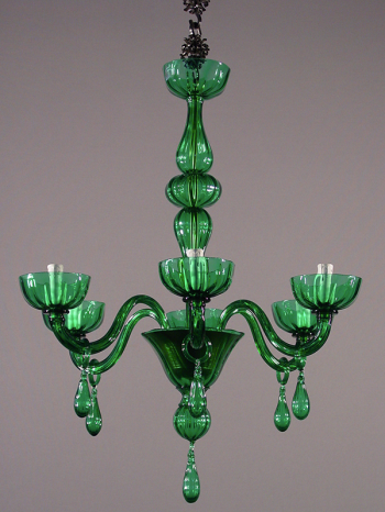 Chandelier mod. 0040 with 6 lights green coloured