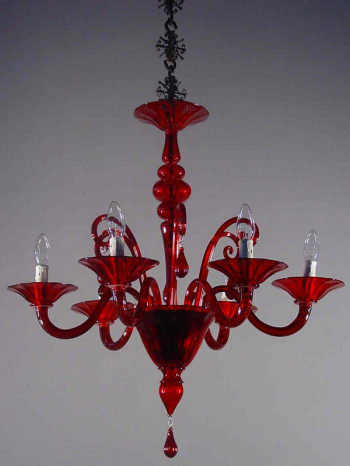 Pastorale chandelier red coloured