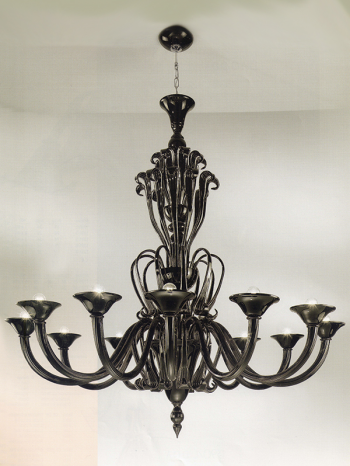Chandelier 900 style with 12 lights black coloured